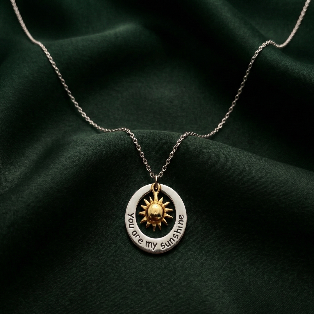 Sunshine 925 Sterling Silver Pendant With Chain Adjustable Length in Glass Bottle