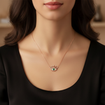 Load image into Gallery viewer, 925 Sterling Silver Eye Shape Pendant Necklace with Adjustable Length