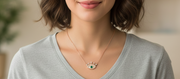 925 Sterling Silver Eye Shape Pendant Necklace with Adjustable Length
