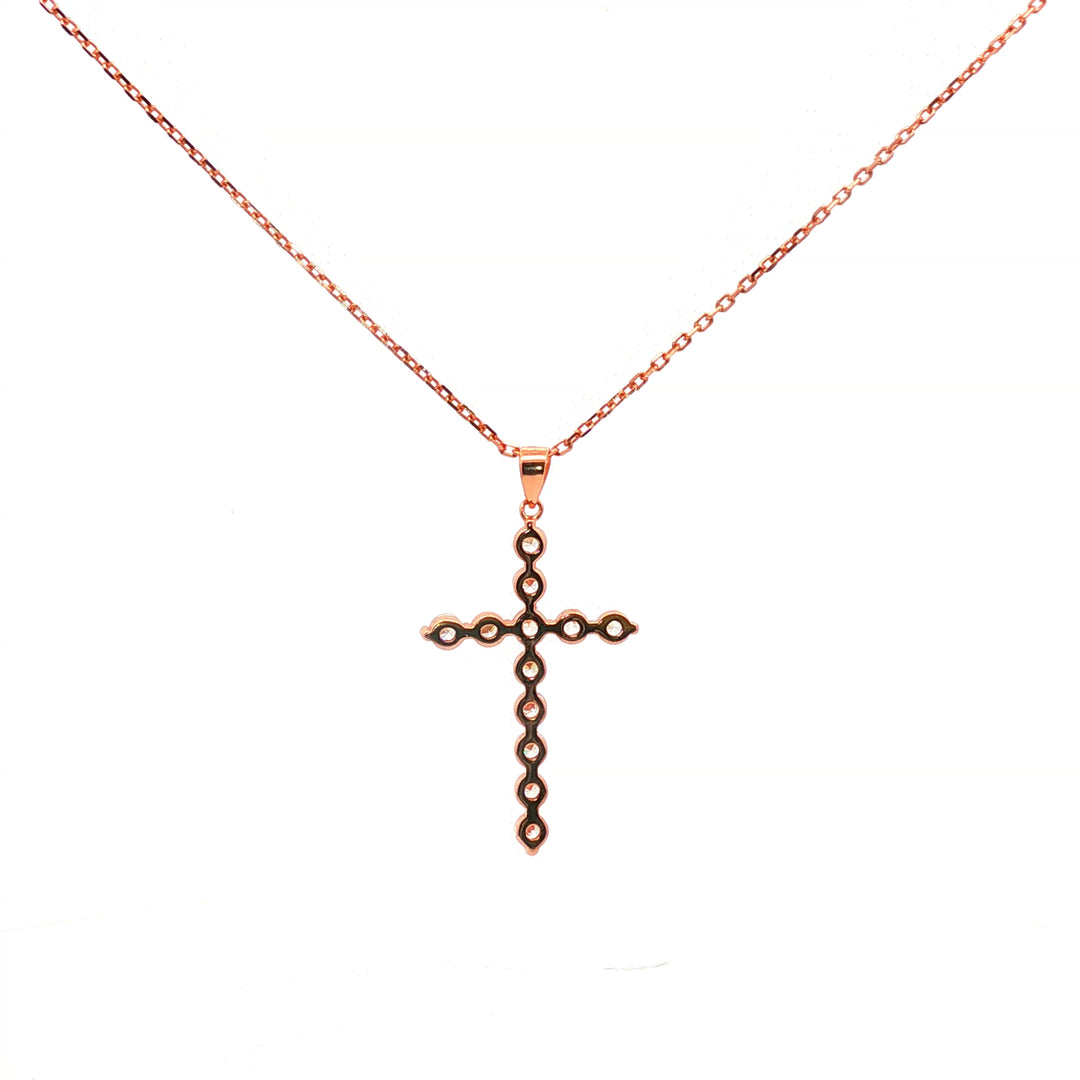 925 Sterling Silver Diamond Criss Cross Pendant Necklace with Adjustable Length