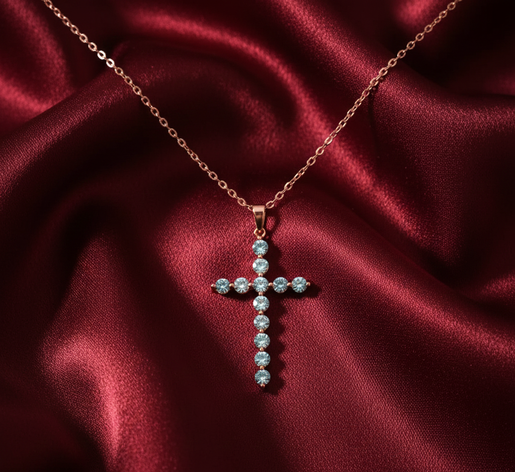 925 Sterling Silver Diamond Criss Cross Pendant Necklace with Adjustable Length