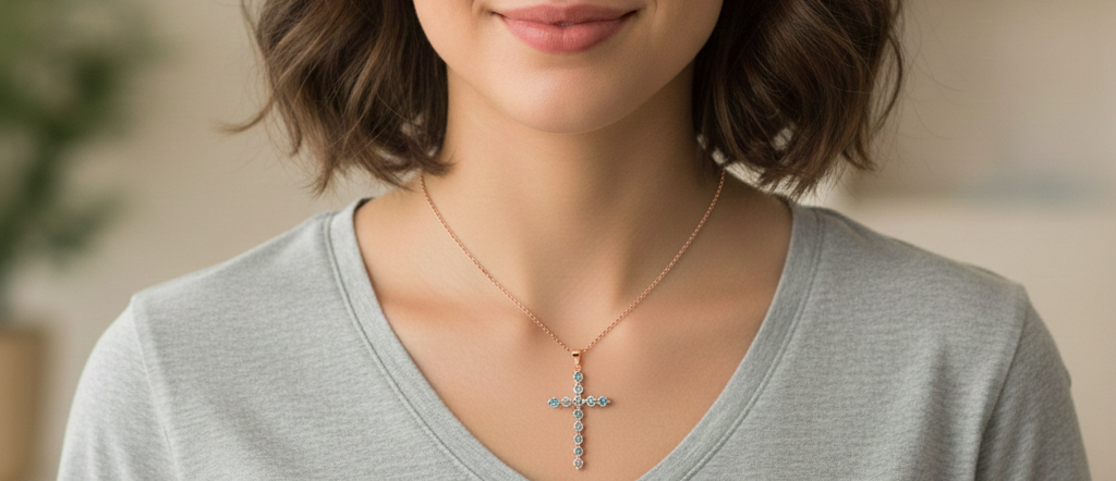 925 Sterling Silver Diamond Criss Cross Pendant Necklace with Adjustable Length