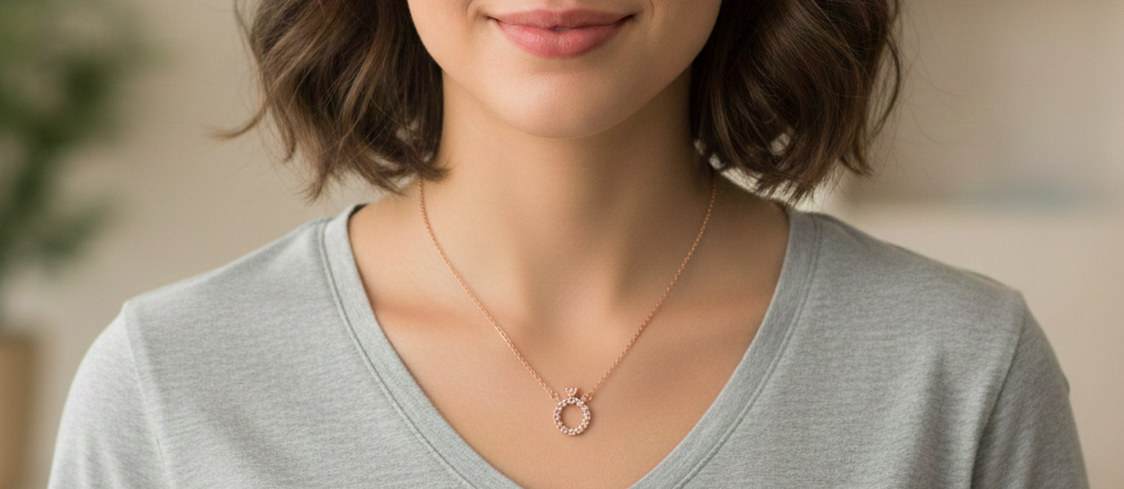 925 Sterling Silver Round Shape Pendant Necklace with Adjustable Length