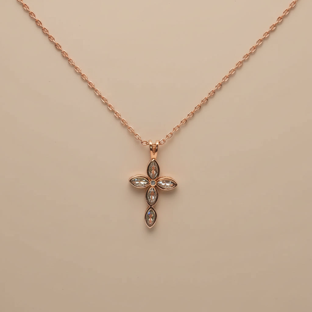925 Sterling Silver Cross Pendant Necklace with Adjustable Length