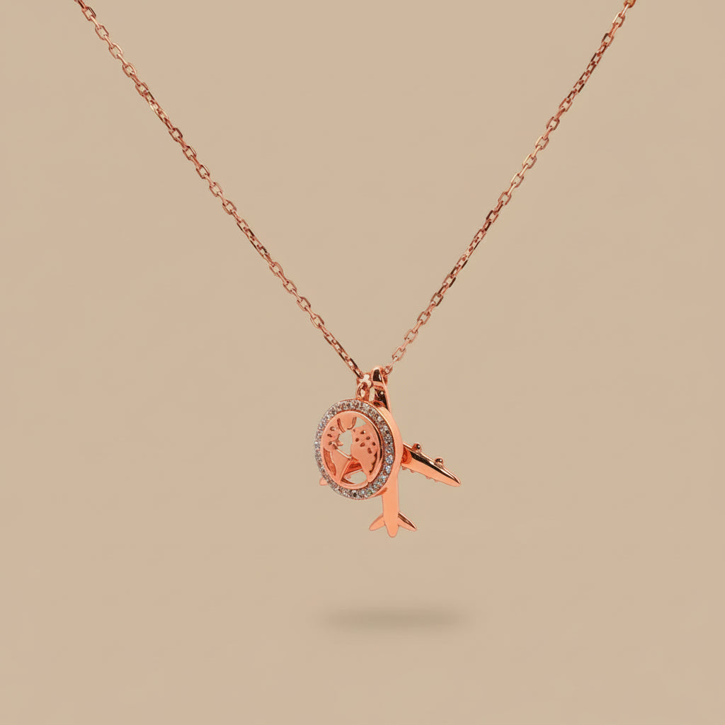 925 Sterling Silver Plane Pendant Necklace with Adjustable Length