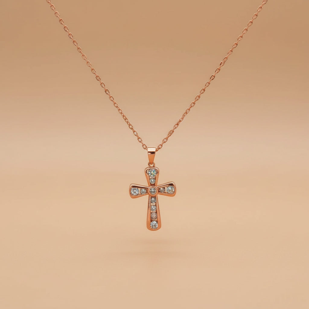 925 Sterling Silver Diamond Criss Cross Pendant Necklace with Adjustable Length