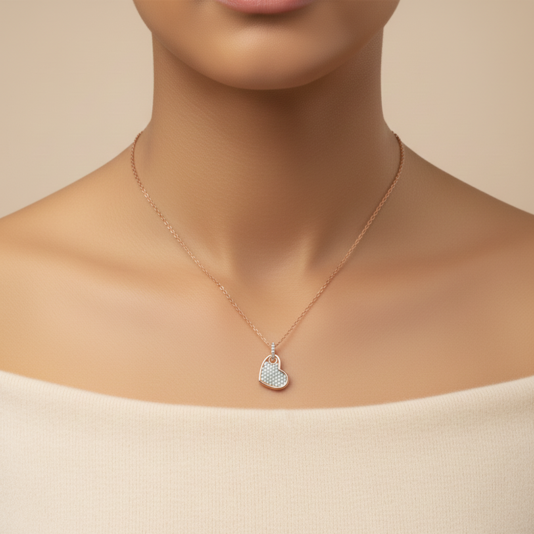 925 Sterling Silver Heart Shape Pendant Necklace with Adjustable Length