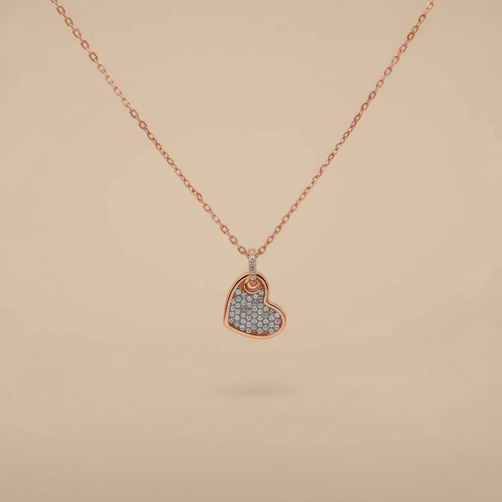 925 Sterling Silver Heart Shape Pendant Necklace with Adjustable Length