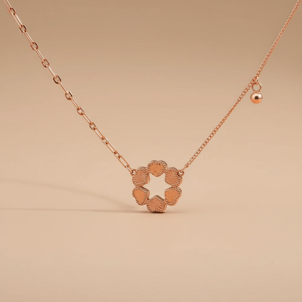 925 Sterling Silver Heart Flower Shape Pendant Necklace with Adjustable Length