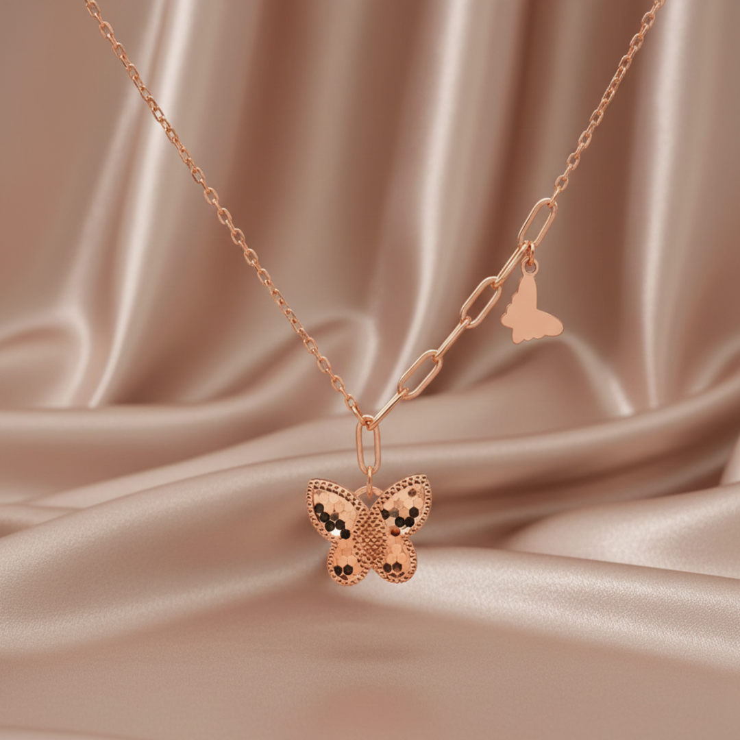 925 Sterling Silver Butterfly Shape Pendant Necklace with Adjustable Length