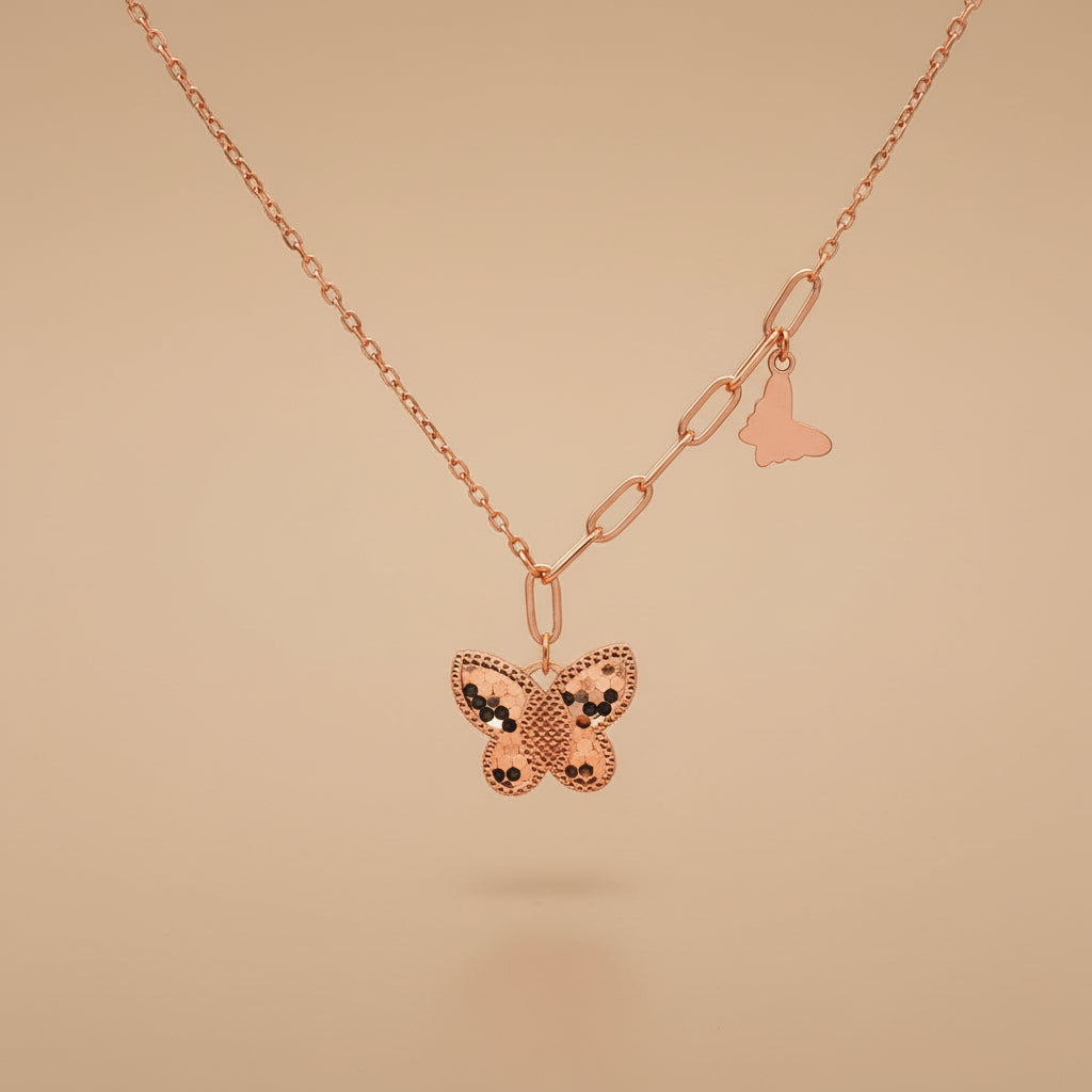 925 Sterling Silver Butterfly Shape Pendant Necklace with Adjustable Length