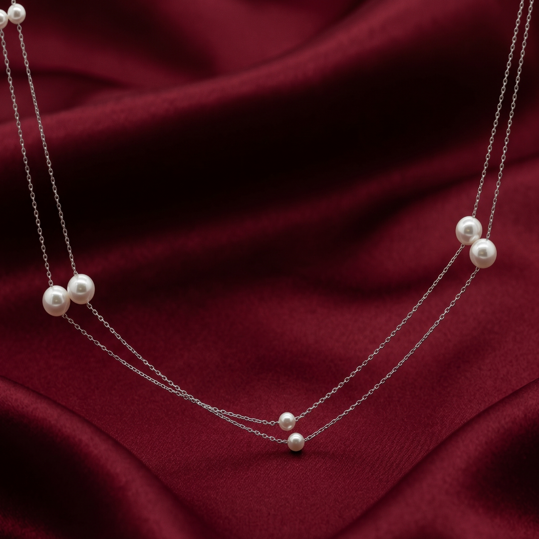 Luxury 925 Silver Pearl Necklace for Girls & Women