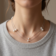 Luxury 925 Silver Pearl Necklace for Girls & Women