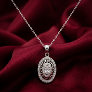 925 Sterling Silver Oval Shape Pendant Necklace with Adjustable Length