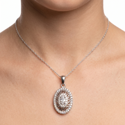 925 Sterling Silver Oval Shape Pendant Necklace with Adjustable Length
