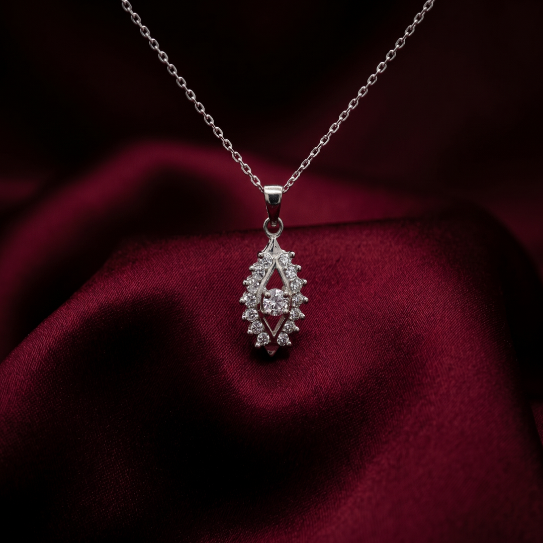 Marquise Luxury 925 Silver Pendant Necklace with Sparkling Stones
