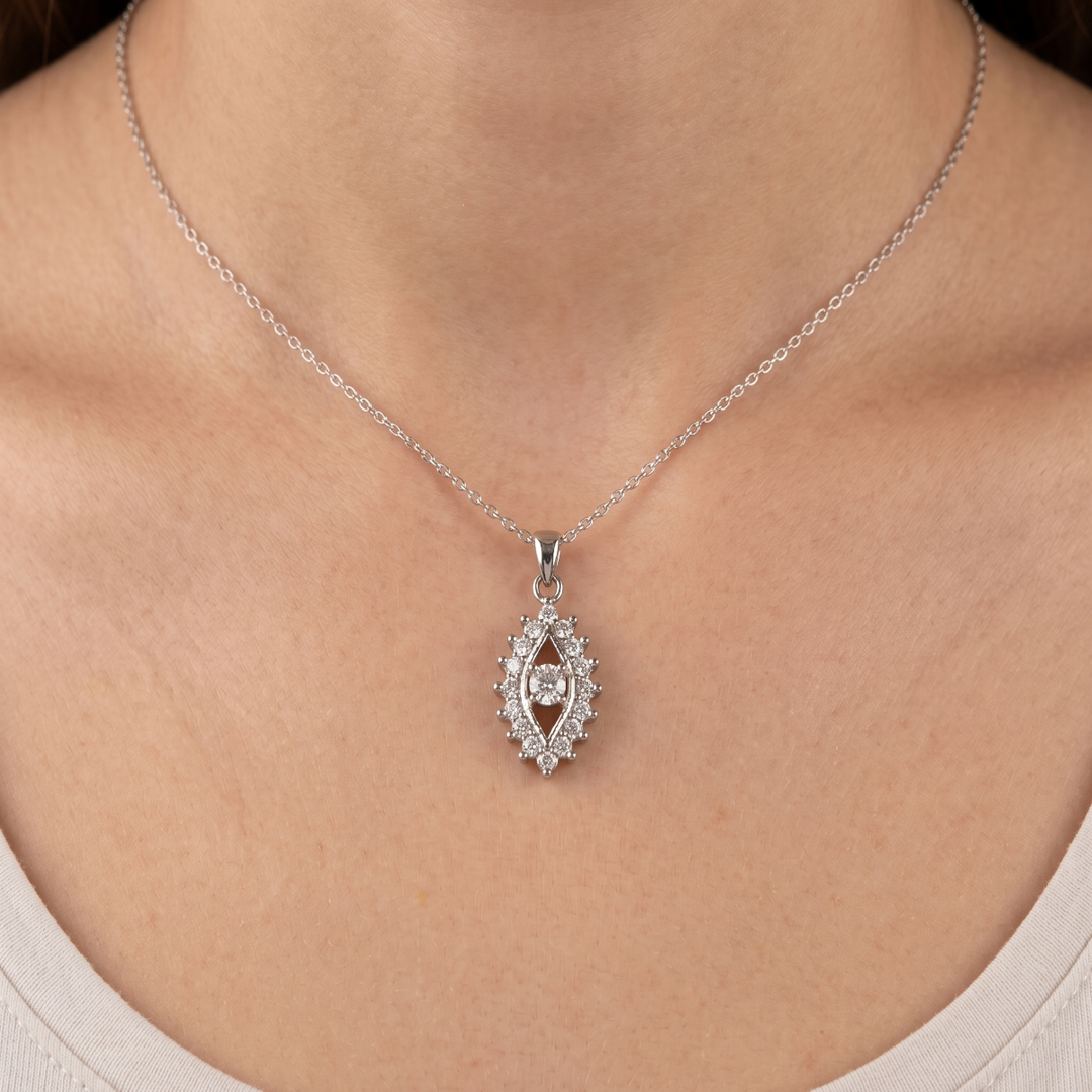 Marquise Luxury 925 Silver Pendant Necklace with Sparkling Stones