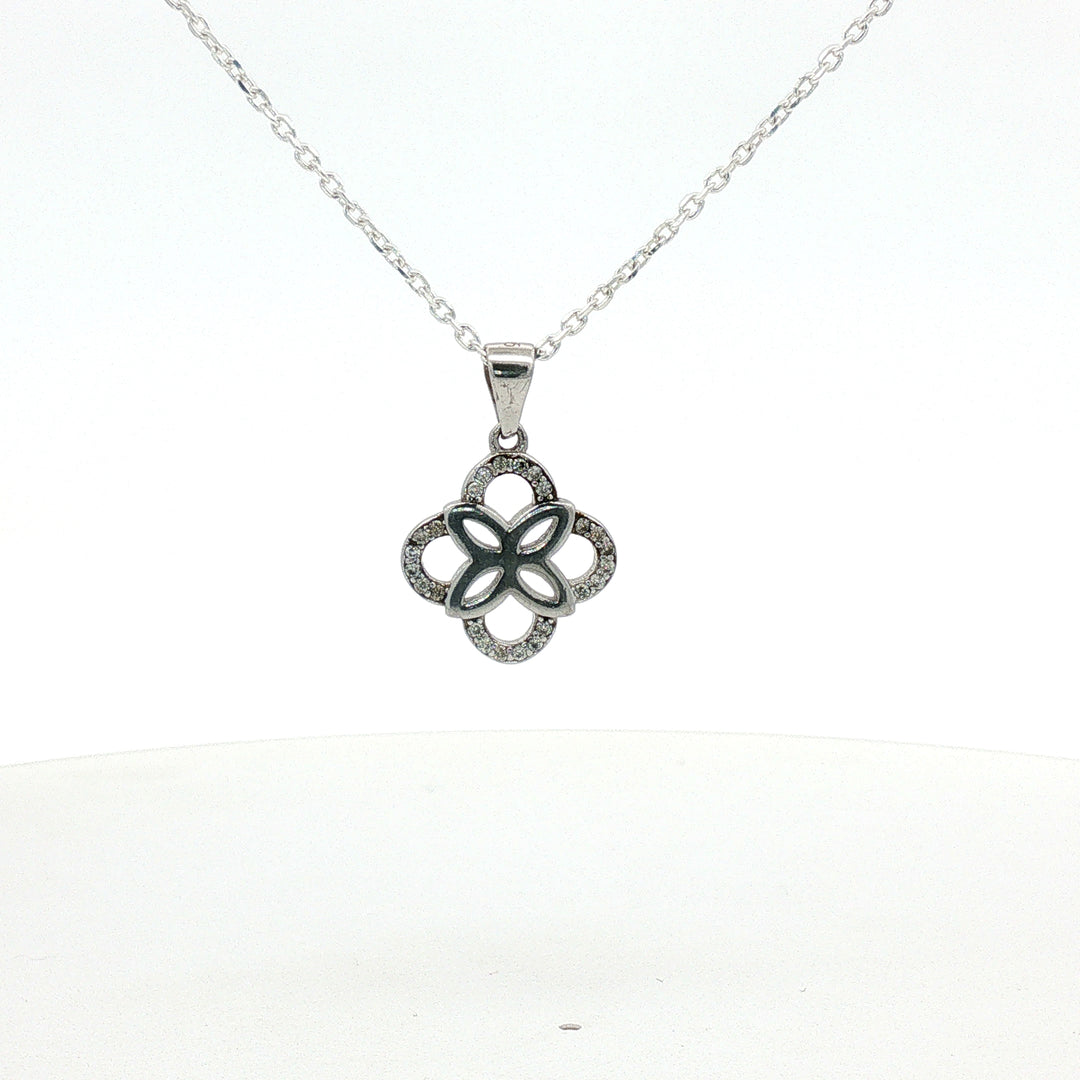 Luxury 925 Silver Pendant Necklace with Chain Sparkling Stones