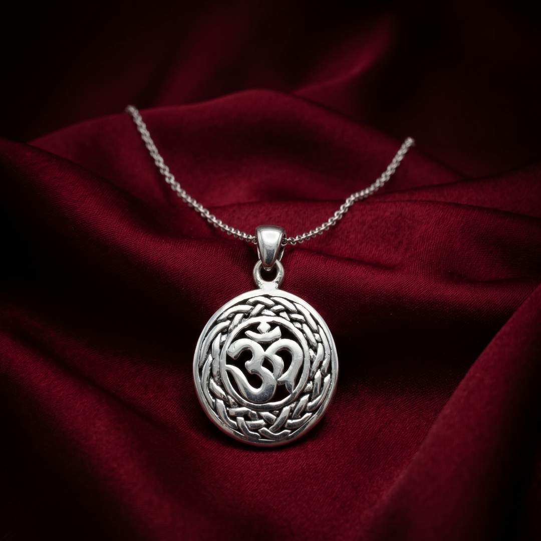 OM Stylish 925 Sterling Silver Pendant with Chain for Girls & Women