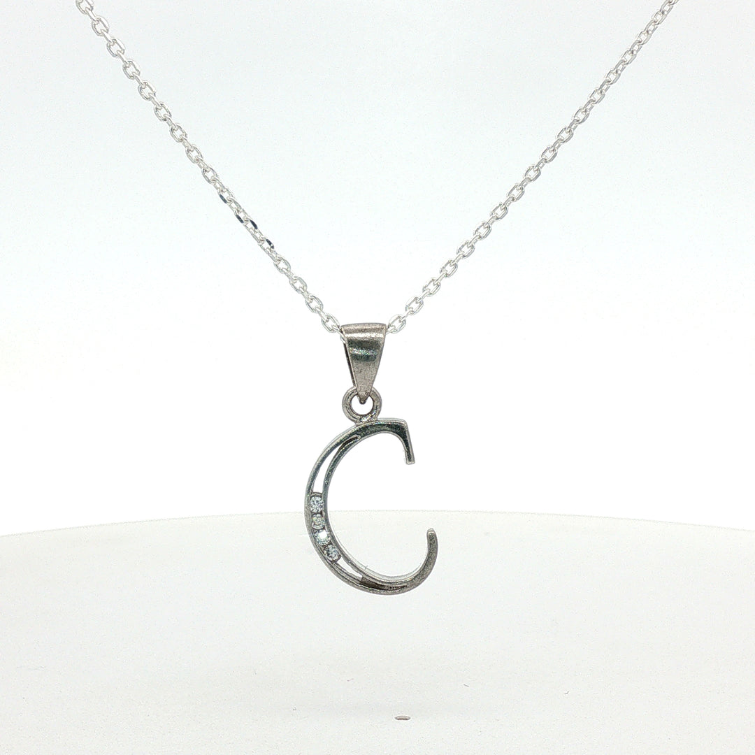 925 Sterling Silver Alphabet C Pendant Chain with Adjustable Length