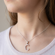 925 Sterling Silver Alphabet C Pendant Chain with Adjustable Length