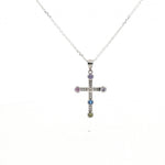 Load image into Gallery viewer, 925 Sterling Silver Diamond Criss Cross Pendant Necklace with Adjustable Length