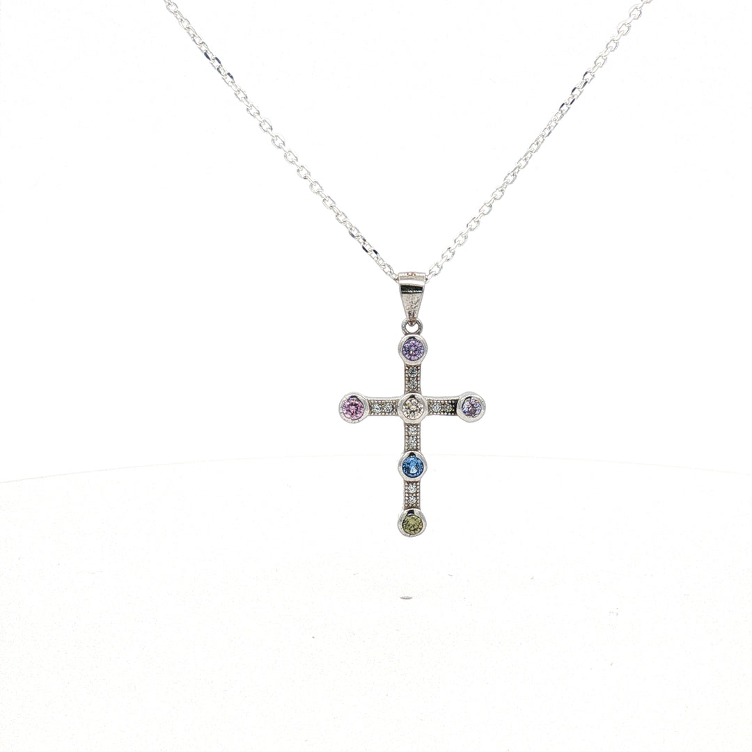925 Sterling Silver Diamond Criss Cross Pendant Necklace with Adjustable Length