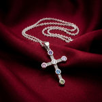 Load image into Gallery viewer, 925 Sterling Silver Diamond Criss Cross Pendant Necklace with Adjustable Length