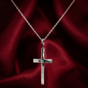 925 Sterling Silver Diamond Criss Cross Pendant Necklace with Adjustable Length