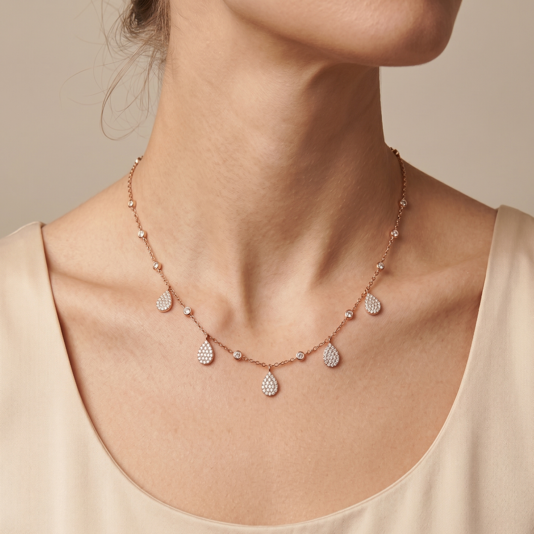 Celestial Diamond Pear Shape 925 Necklace with Adjustable Length