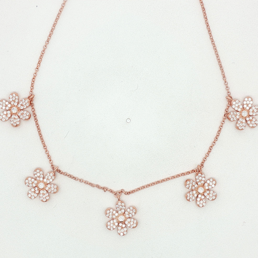 925 Sterling Silver Floral Necklace with Adjustable Length