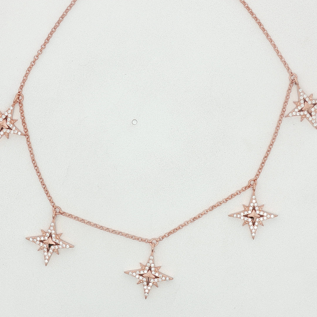 925 Sterling Silver Star Shape Necklace with Adjustable Length