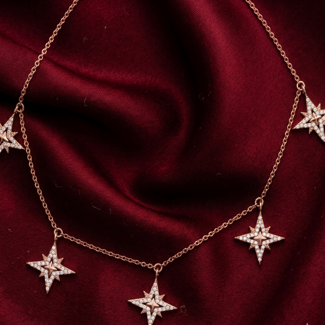 925 Sterling Silver Star Shape Necklace with Adjustable Length