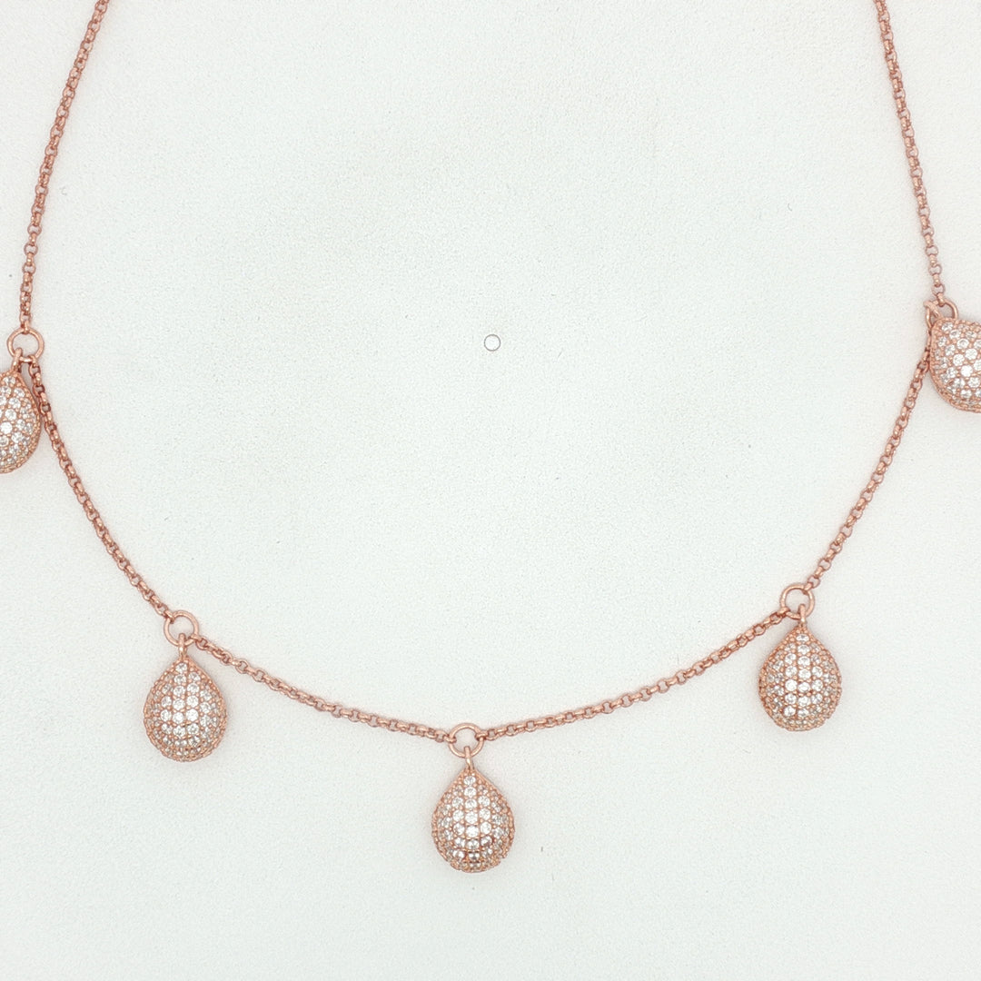 925 Sterling Silver Pear Shape Necklace with Adjustable Length