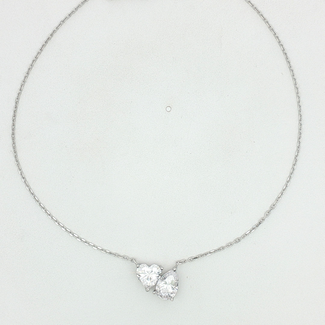 925 Sterling Silver Heart Flower Shape Pendant Necklace with Adjustable Length