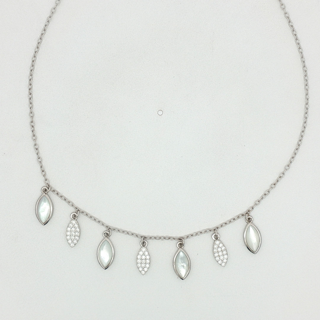 925 Sterling Silver Leaf Shape charms Necklace with Adjustable Length