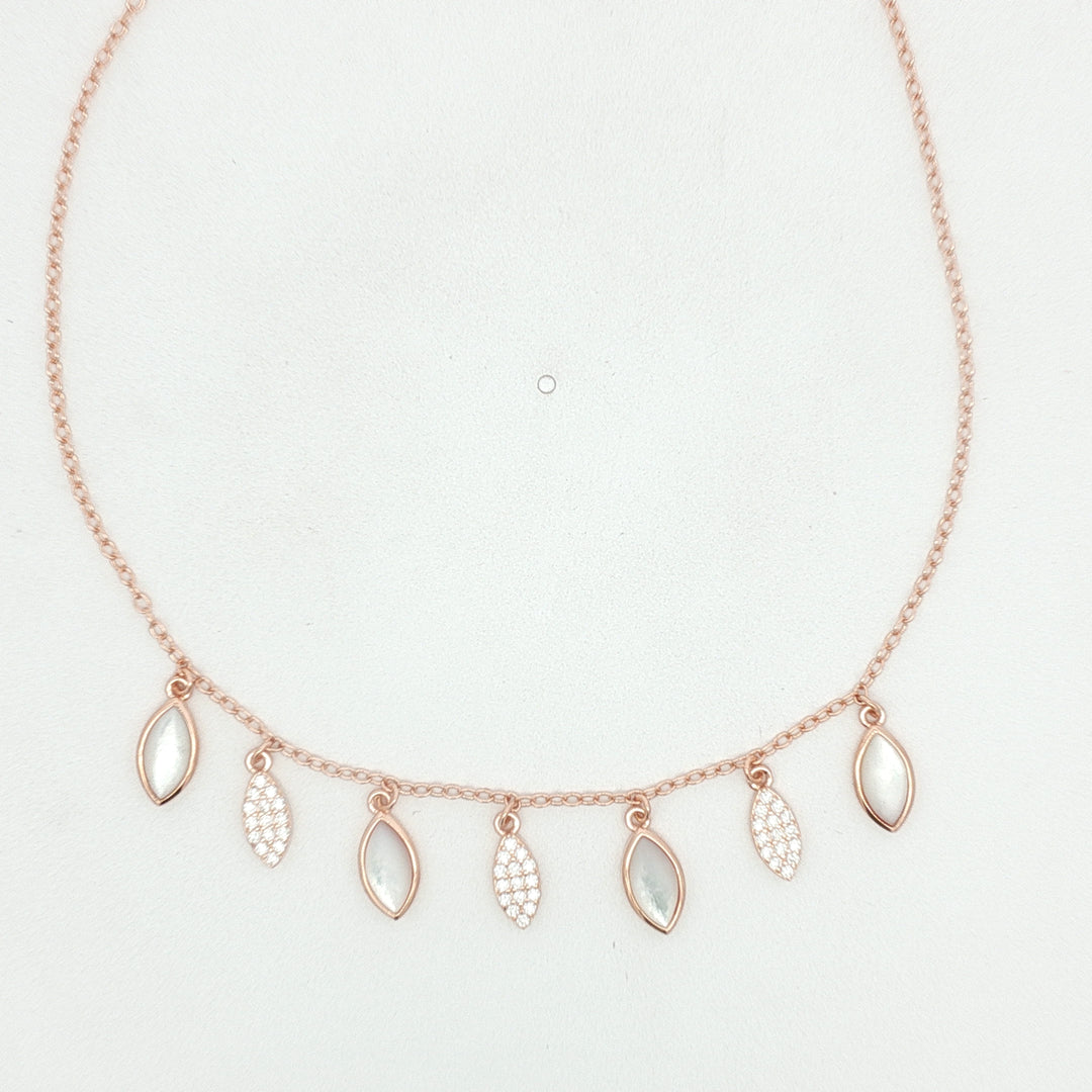 925 Sterling Silver Leaf Shape charms Necklace with Adjustable Length