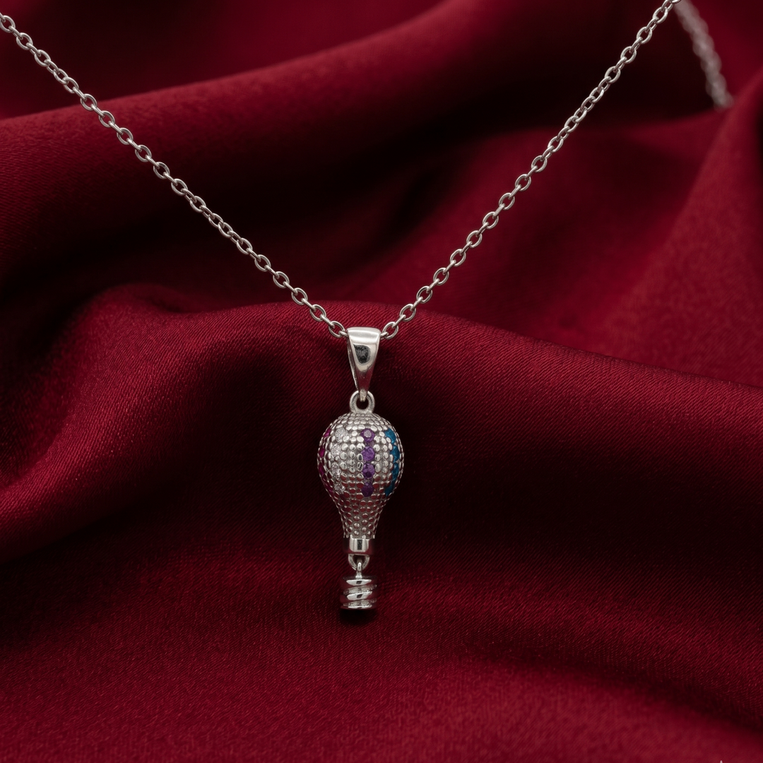 925 Sterling Silver Diamond Pendant Necklace with Adjustable Length