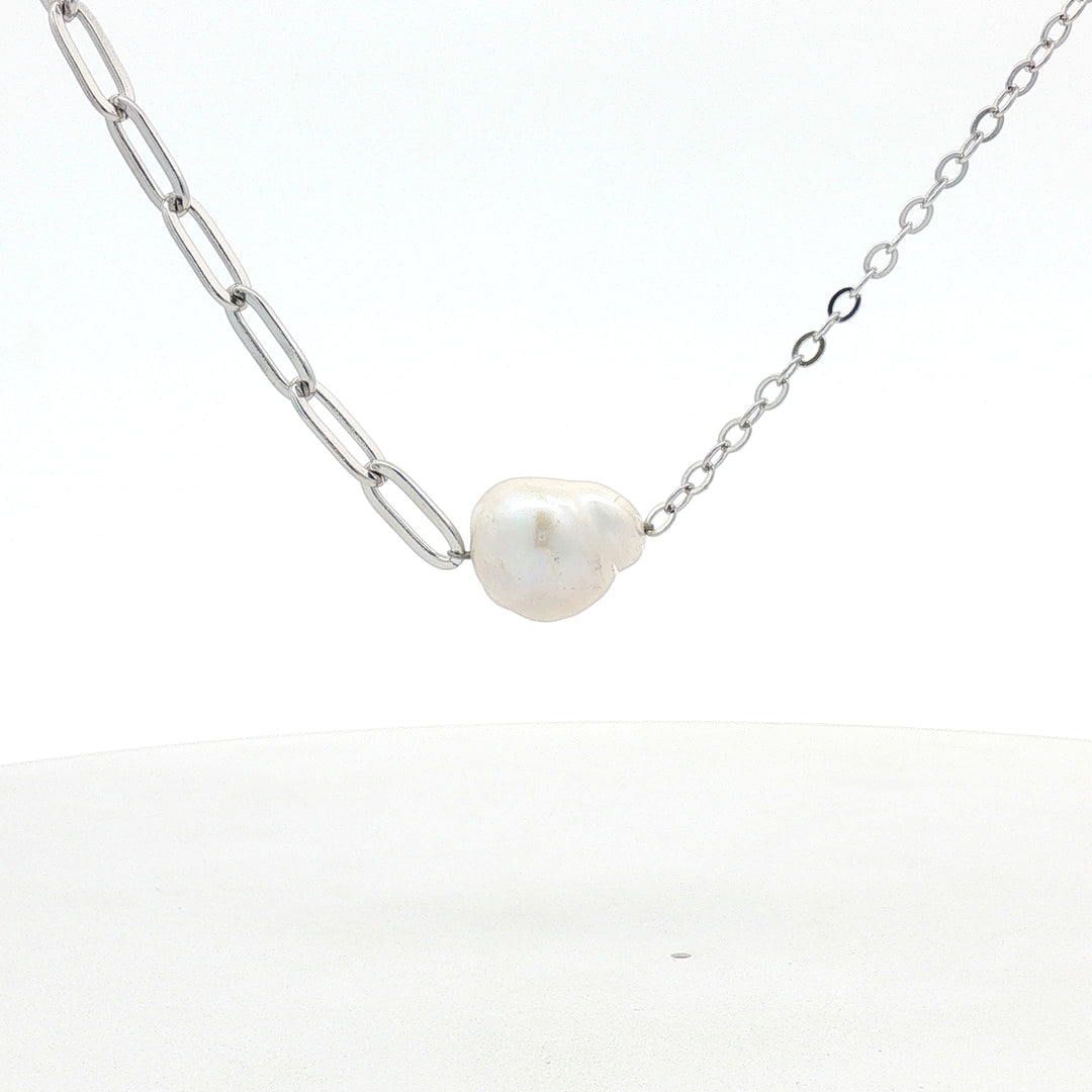 925 Sterling Silver Stud Diamond Pendant Necklace with Adjustable Length
