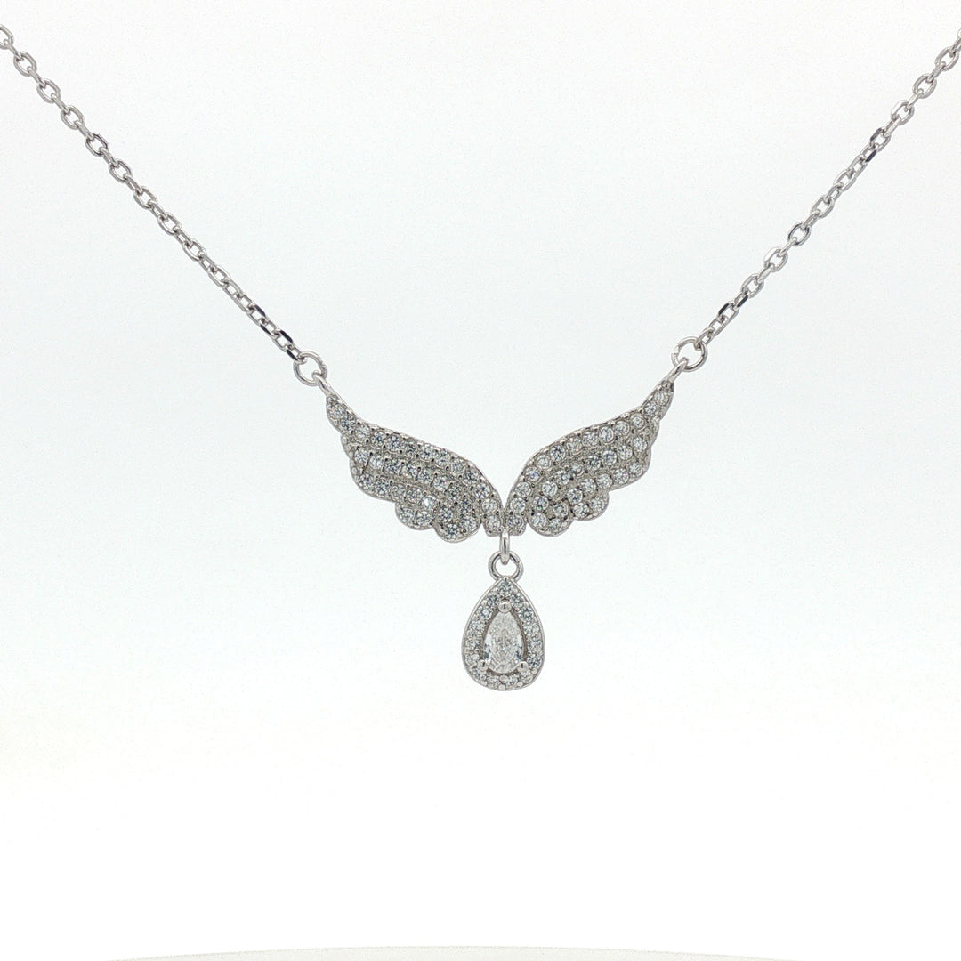 925 Sterling Silver Stud Diamond Pendant Necklace with Adjustable Length