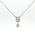 Load image into Gallery viewer, 925 Sterling Silver Stud Diamond Pear Shape Pendant Necklace with Adjustable Length