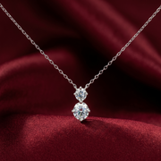 925 Sterling Silver Stud Diamond Pendant Necklace with Adjustable Length