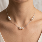 Luxury 925 Silver Pearl Necklace for Girls & Women