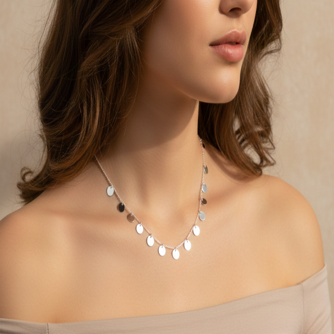 925 Sterling Silver Disc Necklace