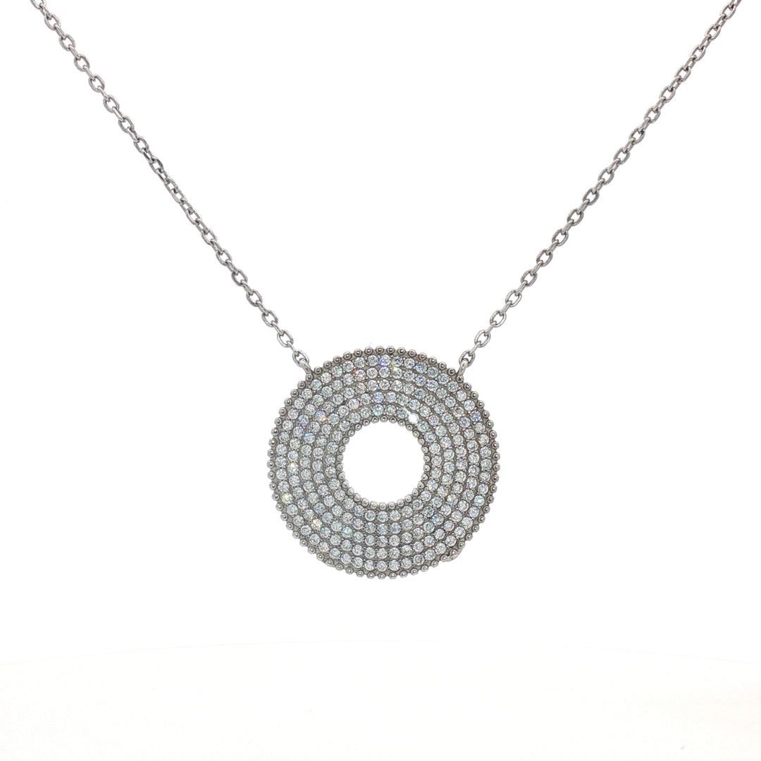 925 Sterling Silver Round Pendant Necklace with Adjustable Length