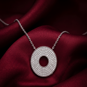 925 Sterling Silver Round Pendant Necklace with Adjustable Length