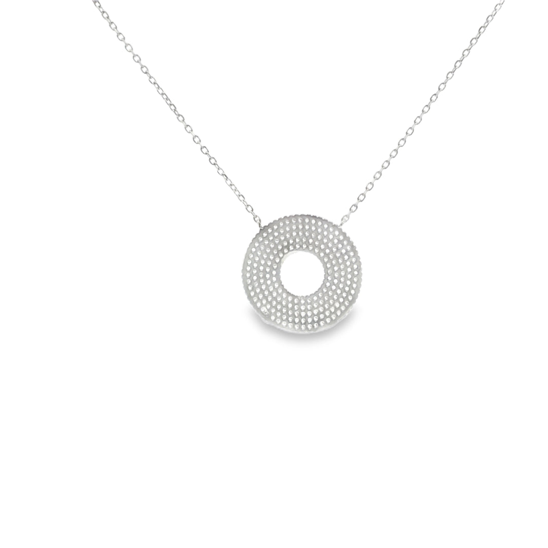 925 Sterling Silver Round Pendant Necklace with Adjustable Length