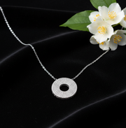 925 Sterling Silver Round Pendant Necklace with Adjustable Length