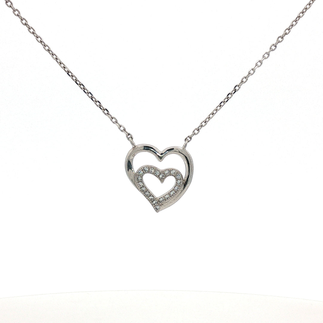 925 Sterling Silver Heart Pendant Necklace with Adjustable Length
