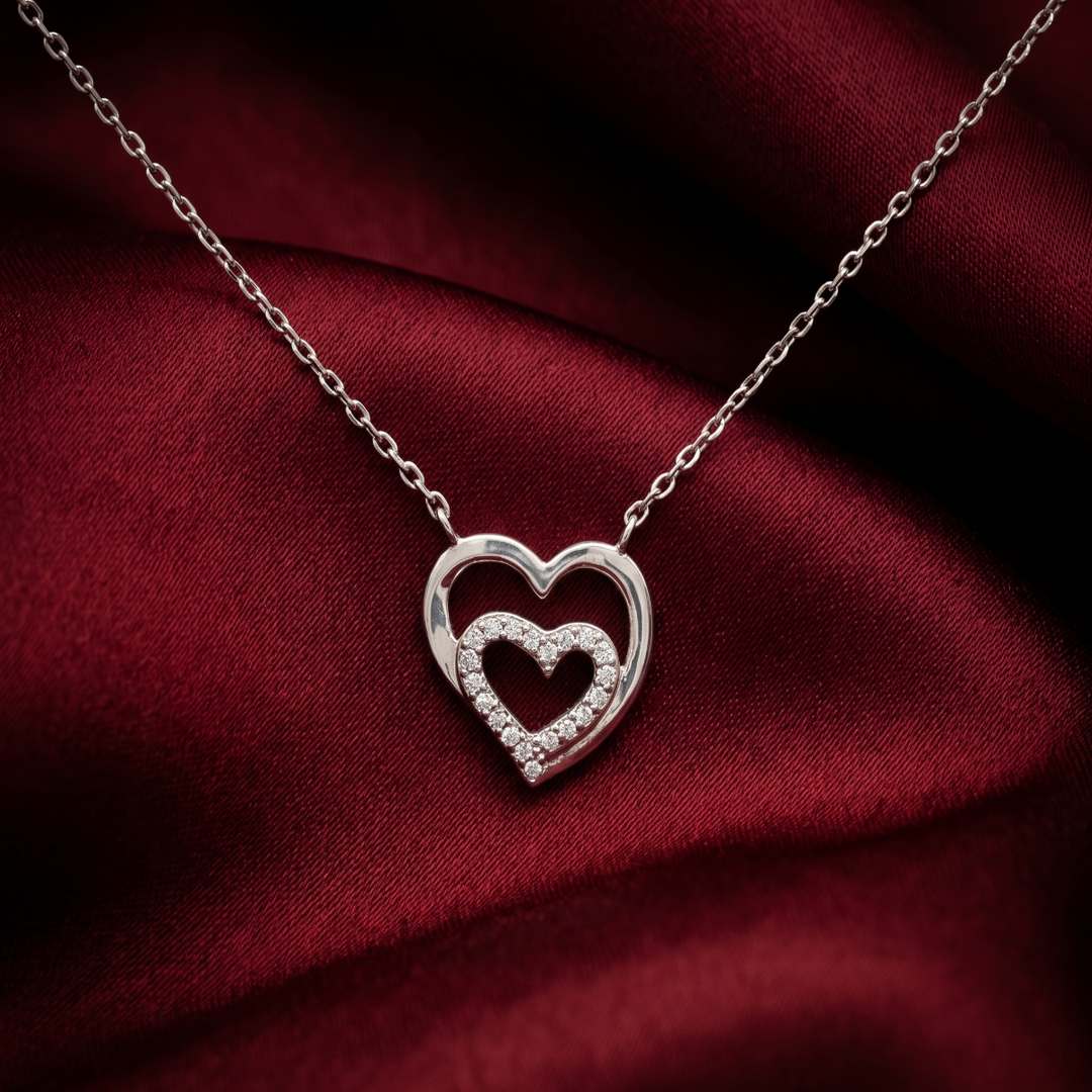 925 Sterling Silver Heart Pendant Necklace with Adjustable Length